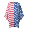 2019 Summer Beach Kimono Kobiety Bluzka Koszule Flaga Amerykańska Gwiazda Pasiasty Drukowane Batwing Rękawy Casual Luźna Kobieta Scargan Długi Top