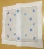 Set of 12 Fashion Table Runner/Placemats White Linen Table Cloth Blue Color embroidery Neptune/Conch/shell for elegant lunch or dinner