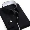 2020 nouveaux hommes à manches longues chemise boutonné travail d'affaires Smart robe formelle chemises haut à la mode mâle coupe ajustée chemise décontractée Tops245n
