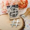 50 pcs Wedding Gunsten Hashtag Love Silver Metal Bottle Opener Bridal Shower Party Giveaways Hash Symbol Beer Openers met cadeaubonnen verpakking