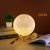 Led 3D magique lune veilleuse clair de lune lampe de bureau USB Rechargeable 2 couleurs de lumière pour la décoration de la maison saint valentin enfants cadeau WX9-1890