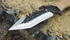 Cuchillo recto de supervivencia al aire libre de alta calidad 440C Satin Tanto Blade Full Tang Paracord Handle Cuchillos de hoja fija con funda de cuero