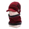 Men Women Warm Winter Hat Knit Visor Beanie Fleece Lined Billed Beanie with Brim Cap Street Hats