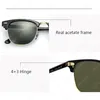 Luxe Klassieke Club Eyewear Zonnebril Mannen Vrouwen Acetaat Frame Glazen Lens Zonnebril voor Man Man met Doos Gafas De Sol