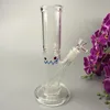 Straight Tube Glass Water Pipes Hookahs 9.8Inches Tobacco Oil Dab Rigs Smile Pattern 18mm Joint for Smoking Accessories