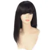 13x4 HD Lace Front Wigs 130% Indian Straight Natural Color Human Hair Wig with Bangs for Women
