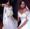 African Black Girl Lace Wedding Dresses 2020 Mermaid Long Sleeves Garden Country Bride Bridal Gowns Custom Made Plus Size