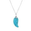 Aura healing crystal quartz gemstone jewelry necklaces angel wings carved stone pendant necklace unisex1154870