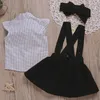 Marke Baby Mädchen Kleidung Sets Sommer Dot Fliegen Sleeve Top + Träger Kleider + Stirnband 3-stück kinder kinder Kleidung Anzug
