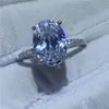 Solitaire anel de corte Oval 3ct de Diamante 925 anel de noivado anel de noivado para as mulheres homens Jóias de Prata esterlina