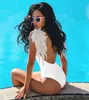 Siamese swimsuit angel wings ladies backless European and American leopard snakeskin swimwear solid color one-piece swimsuit bikini