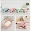 soap dish Wheat Straw Soap Cartoon Shape Bathroom Cartoon shape Soap Box Draining Practical Easy Clean Kitchen Cleaning Soaps Drain Dish Box