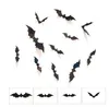 12 stks / set Halloween decoratie 3D Zwart PVC Bat DIY Decor Muursticker Halloween Party Bar Decals Scary Halloween Party GB1155