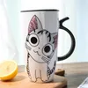 Cute Cat Ceramics Coffee Mug With Lid Large Capacity 600ml Animal Mugs creative Drinkware Coffee Cups Novelty Gifts milk cup4996765