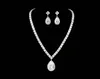 Fashion-Brand Hot Selling Noble Angel Tears Pendant Necklace Earring Cubic Zircon Rhinestone Crystal For Women Bridal Wedding Jewelry Set