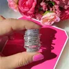 Luxury Shine S925 Sterling Silver Cocktail Ringar Finger Smycken Pave Set Full Square T Simulerad Diamond Gemstone Ring för kvinnor