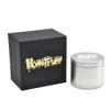 63mm altura 4layers Groove Moler "Honeypuff" logo de aluminio molinillo de hierba con caja de regalo trituradora 3 colores disponibles