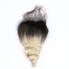 Blondes Ombre-Menschenhaar, locker gewellt, 4 Bündel, brasilianisches reines Haar und Verschluss, 5 Stück, Lot #1B/613, Ombre-Blondes Echthaar, Spitzenverschluss 4 x 4 mit Webart