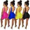 Women Bike Jersey Short Sleeveless Fitness Romper Yoga Bodysuits Solid Scoop Neck Backless Sports Playsuits Blue Black Yellow Rose Red