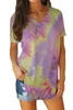 9 Färger Kvinnor T Shirt Tie Dye Kortärmad V Neck T-shirts Casual Summer Toppar Plus Storlek Kvinnor Kläder