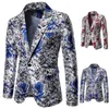 Veste de combinaison de luxe veste florale Blazer masculino rose Robe de soir￩e imprim￩e Blazer Blazer Men de veste slim ￠ bouton simple