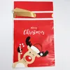 13 Muster Weihnachts-PE-Beutel mit Kordelzug, Band, Süßigkeiten, Kekse mit Hand, Geschenk, Kuhkrawatte, Kuchen, Schneeflocke, knackiger Schnee, knackiger Verpackungsbeutel, 15 x 23 cm