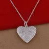 Women Floating Lock Heart Pendant Necklace 925 Silver Plated Heart Chain Necklace Gift for Love Friend High Quality