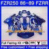 Кузов для YAMAHA FZRR FZR 250R синий белый свет FZR250 FZR250R 86 87 88 89 249HM.8 FZR250RR ФЗР-250 ФЗР 250 1986 1987 1988 1989 обтекателя комплект