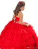 New Girls Pageant Dresses Little Toddler Kids Ball Gown Royal Blue Rosso Arancione Tulle Glitz Flower Girl Dress For Weddings Party Gow195r