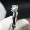 Victoria Wieck Luxury Jewelry Real 925 Sterling Silver Round Cut White Topaz CZ Diamond Gemstones Women Wedding Engagement Band Ring Gift