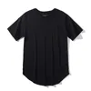 Man Si Tun Solid Color Curve Hem Casual Mens T-Shirt Longline Lato Hip Hop T Shirt Extended Street Tee Shirts dla mężczyzn KG-552