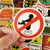 50pcs/Set Warning Stickers Danger Banning Signs Reminder Waterproof Decal Sticker to DIY Laptop Motorcycle Luggage Snowboard Car