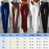 여성 단단한 넓은 다리 바지 높은 허리 전체 길이 플레어 바지 Capris Workwear 탄성 벨 바지 Pantalon Femme