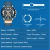 男性の青いトップブランドの贅沢なミリタリーレザー腕時計の男時計ファッションクロノグラフの腕時計の腕時計のためのカジュアルなスポーツの時計