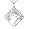 Collana con ciondolo albero della vita Pietra preziosa blu mare Turchese Albero della vita vegetale Collane a catena in corallo rosso Gioielli da donna in pietra naturale di cristallo