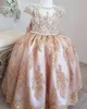 Petite Reine Sequin Fleur Filles Robes Scoop Cupcake Robe De Bal Enfants Baptême Robes De Soirée Pas Cher
