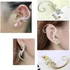 3D Animal Crystal Gecko Stud Ear Cuff Gold Plated Fashion Rhinestone Earcuff Stud Earrings Man Women Vintage Statement Ear Jewelry