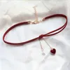 Zwart rood geknoopt fluwelen choker ketting vrouw kraag partij sieraden nek accessoires chokers hart hanger ketting ketting