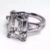 INS TOP SELL Luxury Jewelry Real 100 925 Sterling Silver Couple Rings Princess Cut White Topaz Cz Diamond Women Wedding Engagemen243M