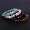 8mm Natural Stone Strand Bracelet Reiki Healing Quartz Aventurine Agates Rose Crystal Rectangle Bar Charm Beaded Bracelets2317