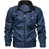 Giacca in pelle Giacca in pelle Denim Colore Nuovo Inverno Mens cappotti di pelliccia all'interno del rivestimento degli uomini del motociclo spesso di alta qualità caldo cuoio dell'unità di elaborazione Outwear