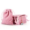 New Velvet Jewelry Drawstring Cord Gift Bags Pink Ice gray Dust Proof Cosmetic Storage Crafts Packaging Pouches for Boutique Retail Shop