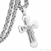 Vendita calda multistrato croce Cristo Gesù ciondolo collana in acciaio inossidabile collegamento catena bizantina regalo di gioielli da uomo pesanti