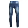 Designer-Jeans für Herren, Löcher, ausgefranst, Hip-Hop, zerrissen, blau, dünn, Stretch, schmales Bein, Streetwear, Distressed-Biker-Jeans, modische männliche Denim-Hosen