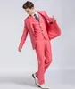 watermelon Red Groom Tuxedos Notch Lapel Center Vent Groomsmen Wedding Dress Excellent Man Jacket Blazer 3 Piece Suit(Jacket+Pants+Vest+Tie)