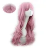 Perruques synthétiques de vague naturelle rose cosplay filles longs cheveux bouclés