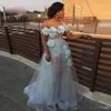 Robe de Soiree Eleganckie Dresses 2020 Off Ramię A-Line 3D Kwiat Długie Suknie Wieczorowe Plus Size Kobiety Formalna sukienka imprezowa