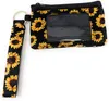 Neoprene Credit ID Card Bag Holder Sunflower Pouch Wristlet Zipper Purse