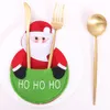Kerstdecoraties Santa Rendier Elk Snowman Pocket Fork Mes Mes Herderling Holder Holder Tas Diner Diner Decoratie Huis Familie Party Mat Accessor