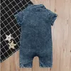 Kids Designer Clothes INS Baby Rompers Infant Denim Jumpsuits Boys Jeans Bodysuits Newborn Climbing Clothing Summer Boutique Clothes B6541